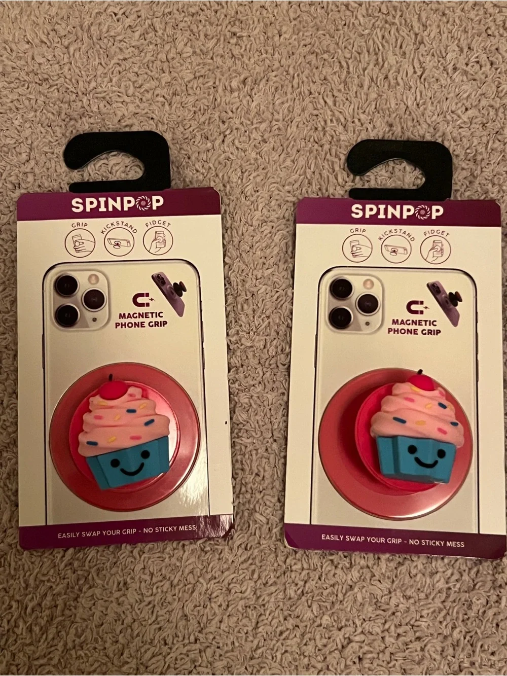 Magnetic Phone Grip - Pink Cupcake Design